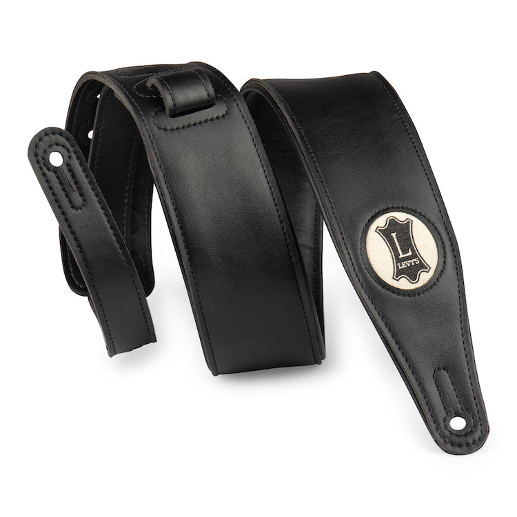 Levy's 2.5" Black Padded Vegan Leather Strap w/Hemp Levy's Logo