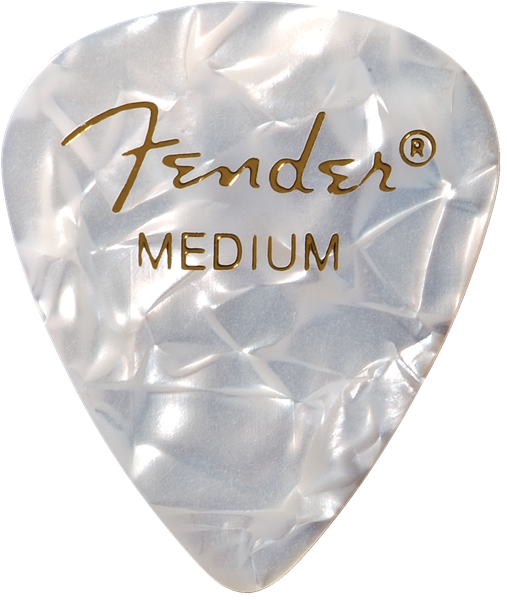 Fender Premium Celluloid 351 Shape Picks Medium White Moto 12 Count