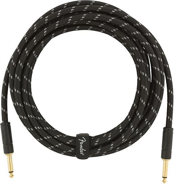 Fender Deluxe Series Instrument Cable, Straight/Straight, 15', Black Tweed