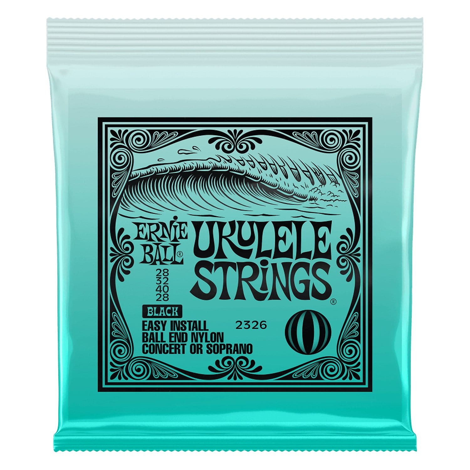 Ernie Ball 2326 Concert/Soprano Nylon Ball End Ukulele Strings - Black