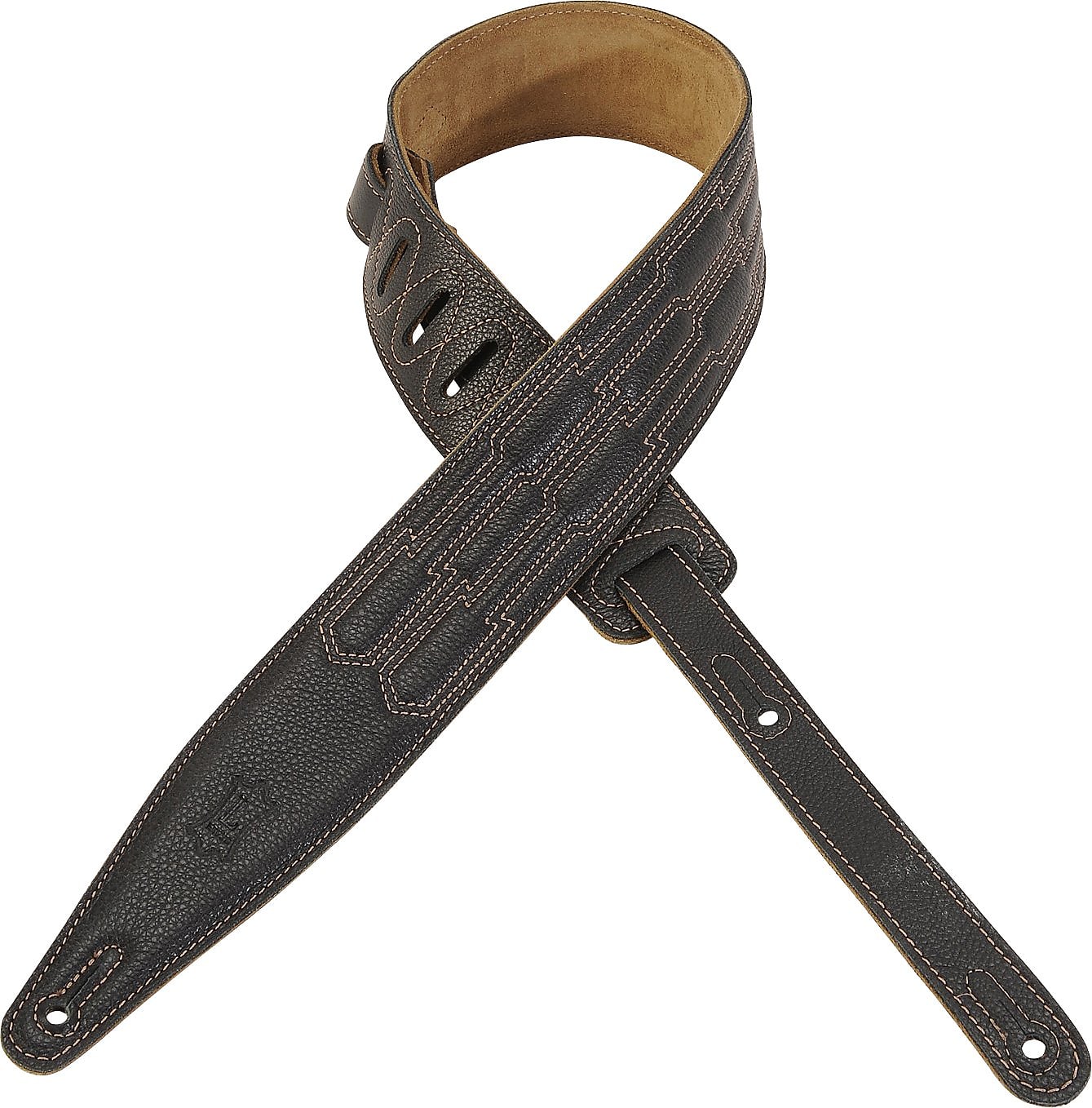 Levy's MG317MTN-BLK 2.5in Padded Garment Leather Guitar Strap - Black