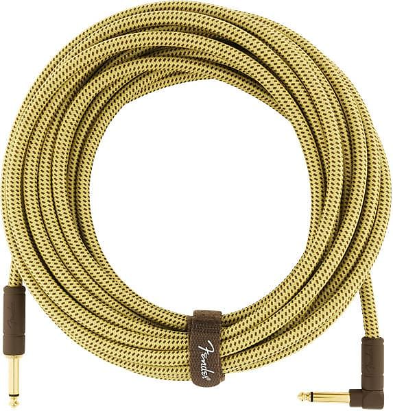 Fender Deluxe Series Instrument Cable, Straight/Angle, 25', Tweed