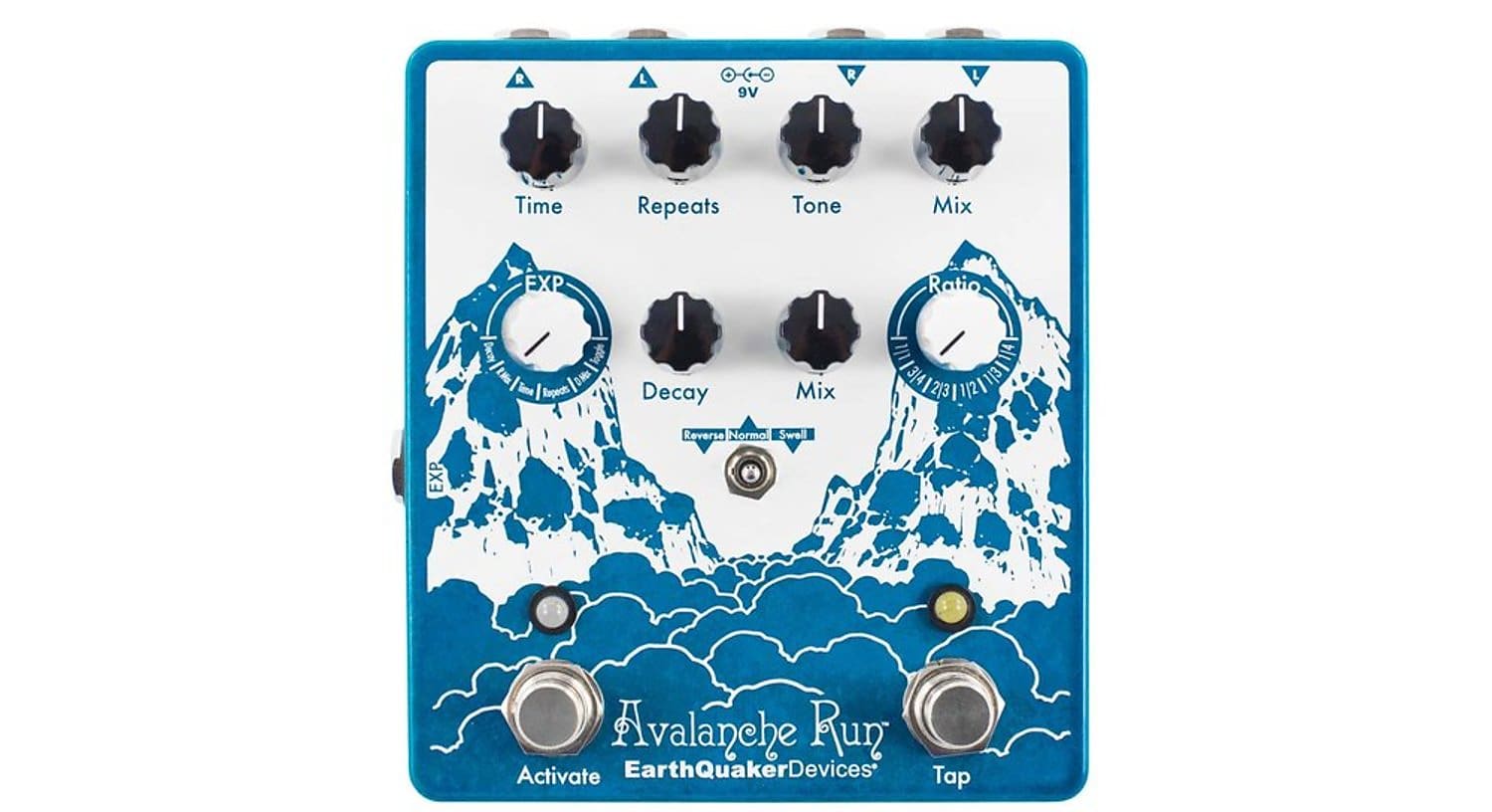 EarthQuaker Avalanche Run Stereo Delay & Reverb Tap Tempo V2 w/ Power Adapter