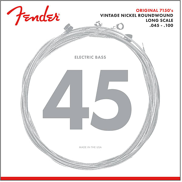 Fender 7150 Bass Strings Pure Nickel Roundwound Long Scale, 7150ML .045-.100 (4)