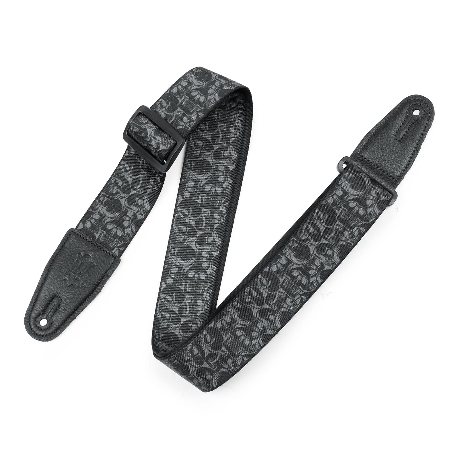 Levy's MPD2-111 Polyester Guitar Strap - Black & Grey Skulls