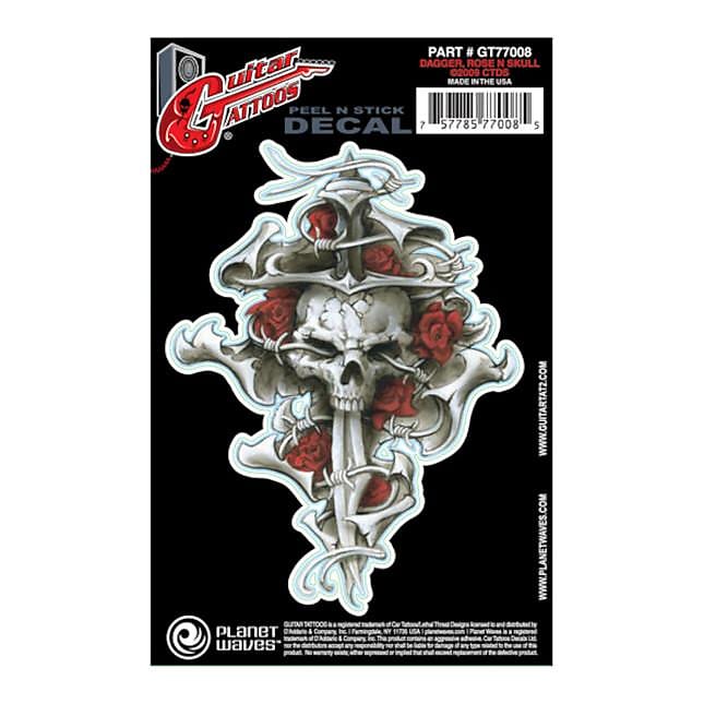 D'Addario Guitar Tattoo, Dagger Rose Skull