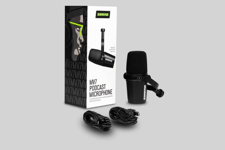 Shure MV7-K XLR/USB Dynamic Podcasting Microphone, Black