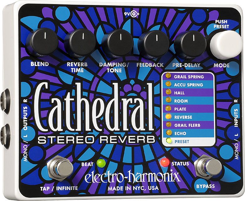 Electro-Harmonix CATHEDRAL Deluxe Stereo Reverb, 9.6DC-200 PSU included