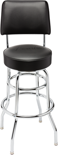 Fender 30'' Blackout Backrest Barstool with Embossed Logo