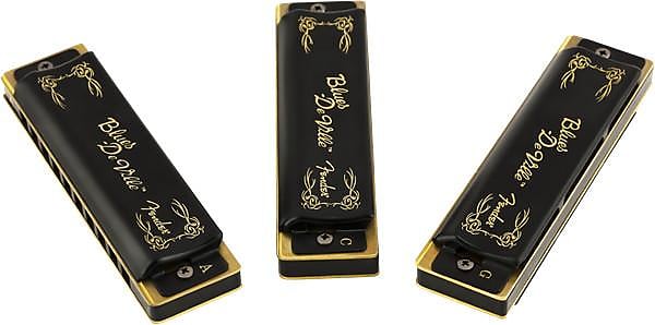 Fender Blues DeVille Harmonica, Pack of 3, with Case