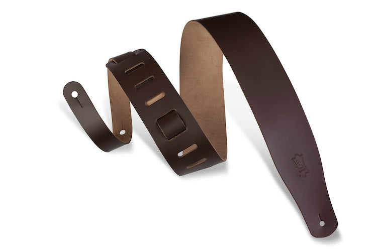 2 1/2" Wide Genuine Leather Guitar Strap - Dark Brown