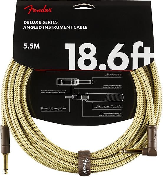 Fender Deluxe Series Instrument Cable, Straight/Angle, 18.6', Tweed