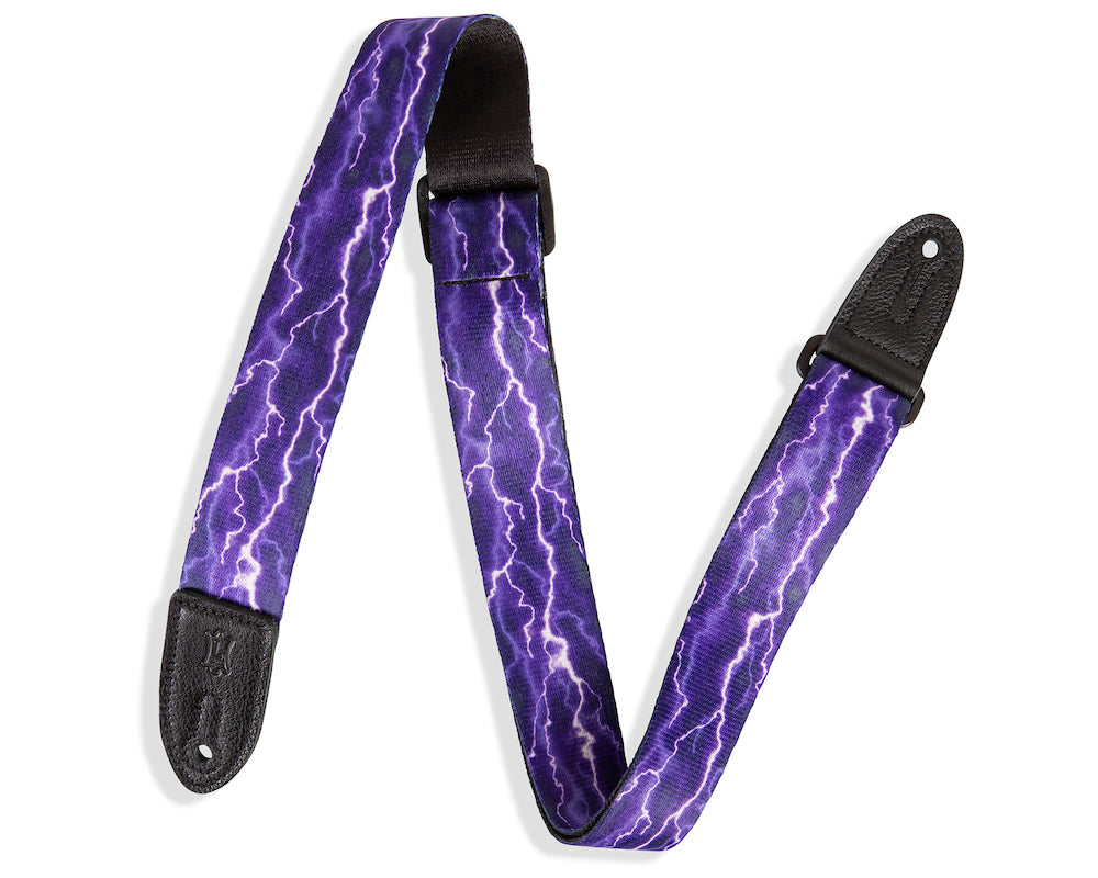 Levy's 1 1/2 inch Wide Kids Guitar Strap - Purple Bolt