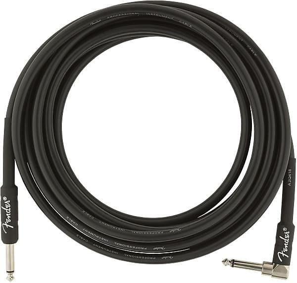 Fender Professional Series Instrument Cables, Straight/Angle, 15', Black