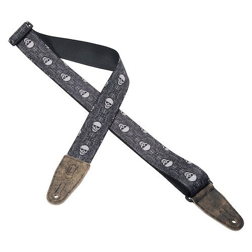 Levy's MDL8-014 2in Polyester Guitar Strap - Grey Skull