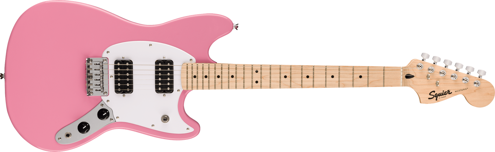 Fender Squier Sonic Mustang HH, Maple Fingerboard, White Pickguard, Flash Pink