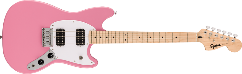 Fender Squier Sonic Mustang HH, Maple Fingerboard, White Pickguard, Flash Pink