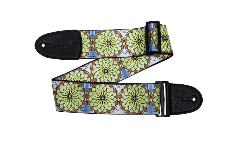 Levy’s 3″ Wide Poly Guitar Strap W/Stained Glass Design In Spring Bloom