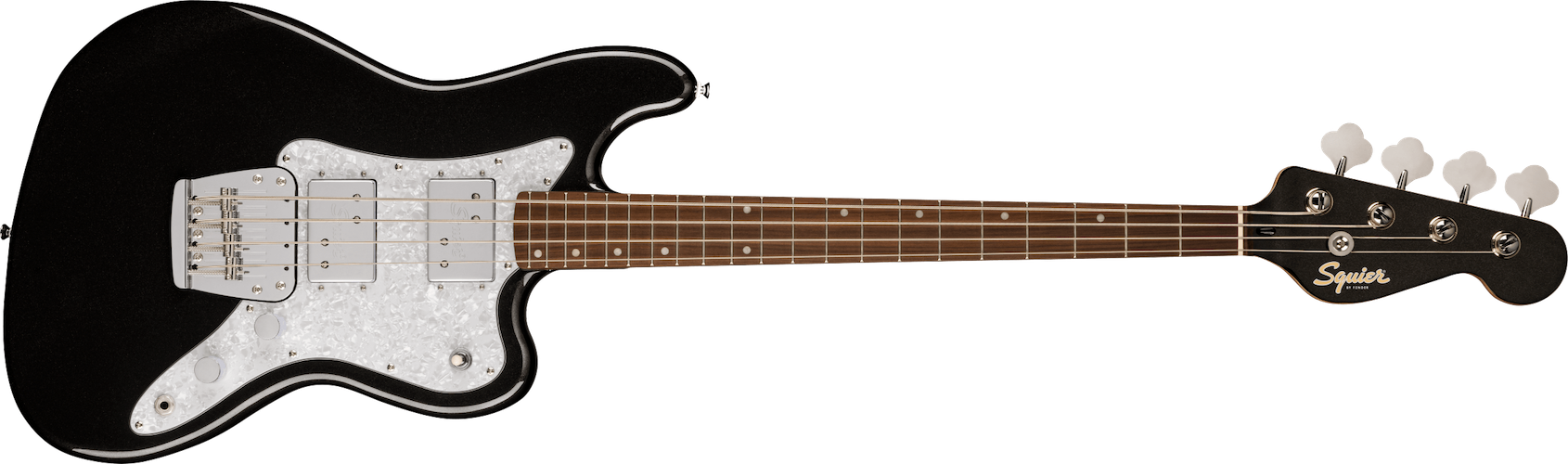 Fender Paranormal Rascal Bass HH, White Pearloid Pickguard, Metallic Black