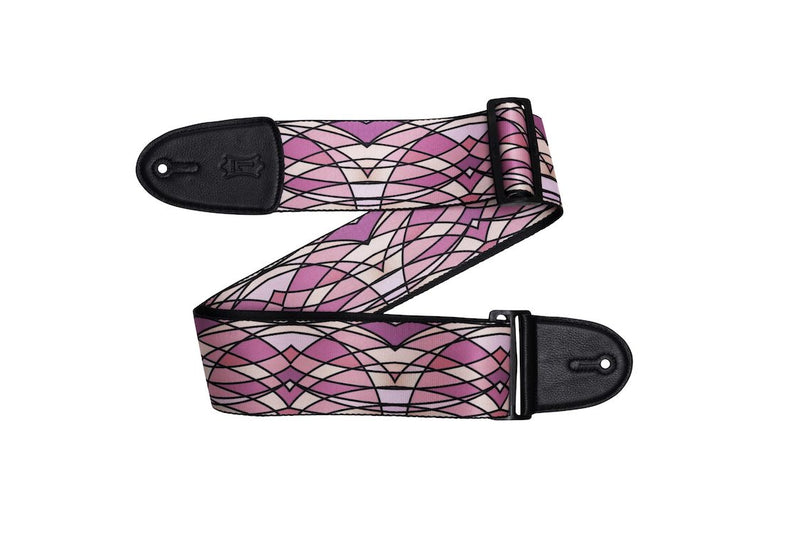 Levy’s 3″ Wide Poly Guitar Strap With Stained Glass Design In Pink