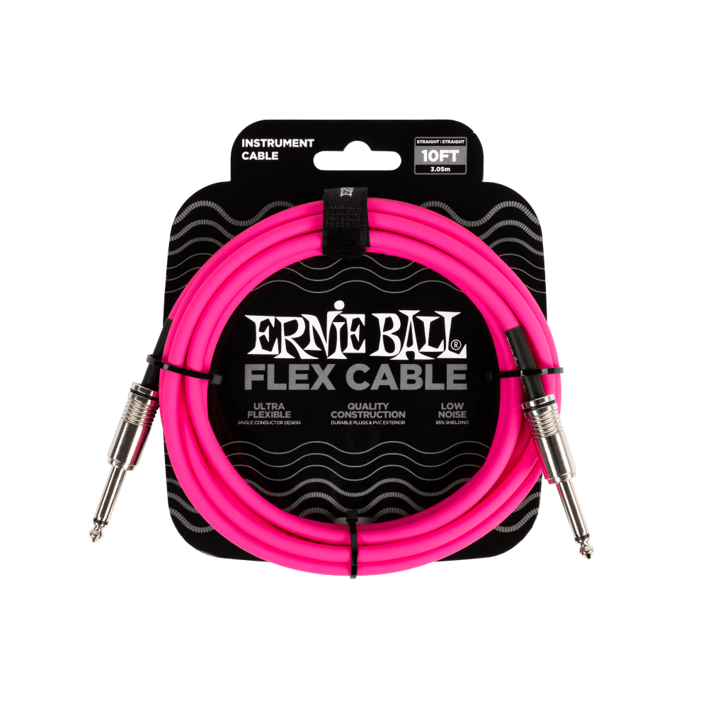Ernie Ball P06413 Flex Instrument Cable Straight/Straight 10ft - Pink