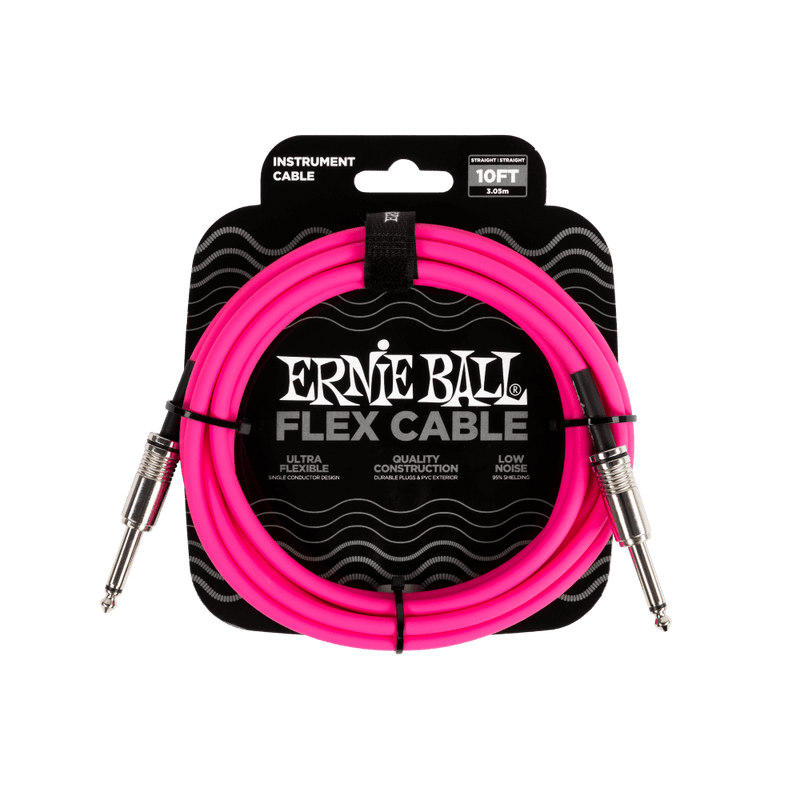 Ernie Ball P06413 Flex Instrument Cable Straight/Straight 10ft - Pink