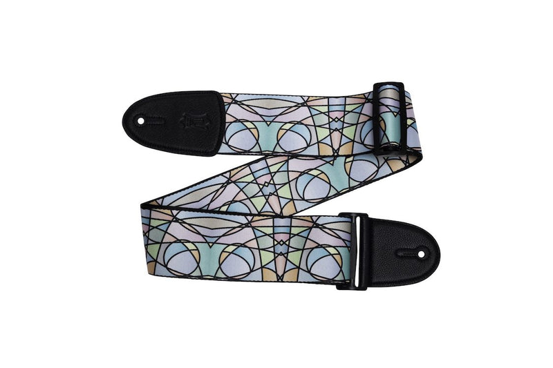 Levy’s 3″ Wide Poly Guitar Strap w/Stained Glass Design In Pastel