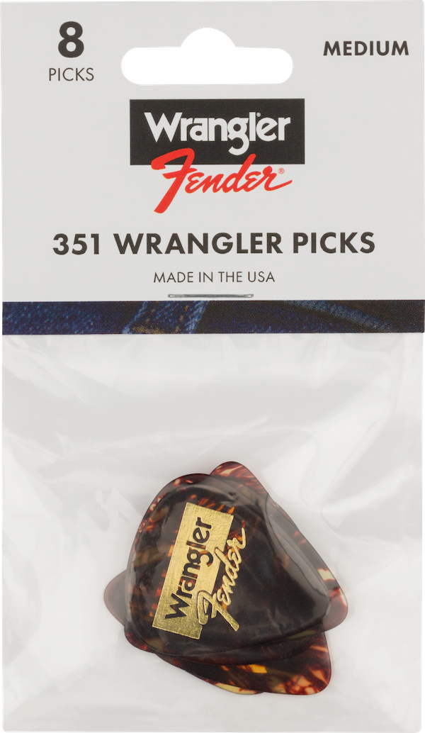 Fender and Wrangler Picks, 351 Shape, Tortoiseshell, (8)