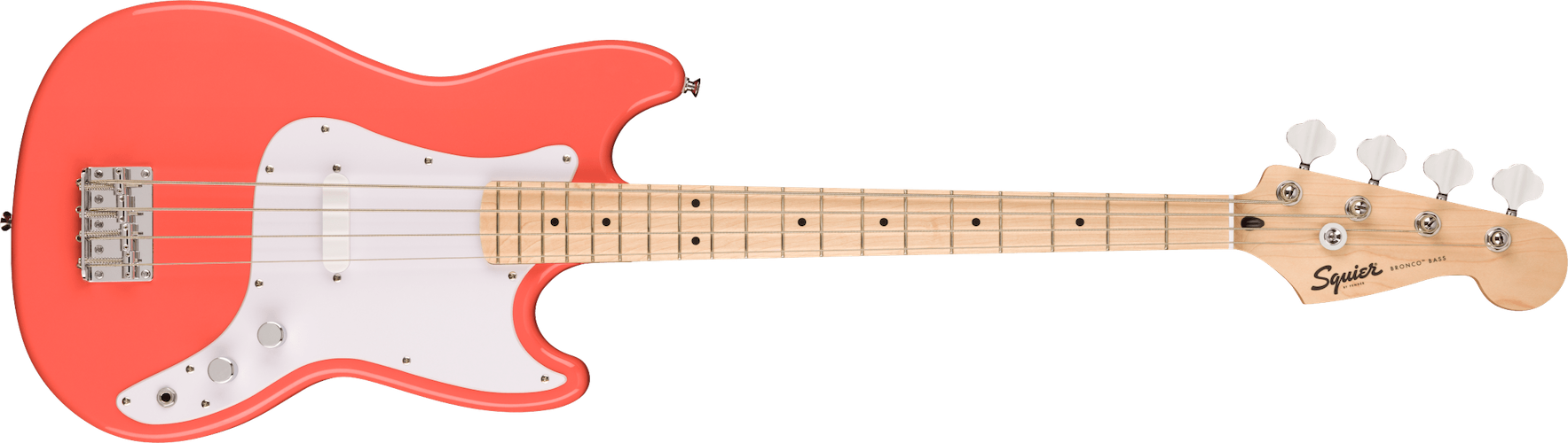 Fender Squier Sonic Bronco Bass, White Pickguard, Tahitian Coral