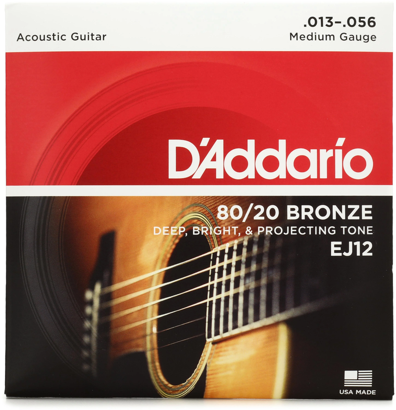D'addario 80/20 Bronze Medium .013-.056 Acoustic Strings EJ12