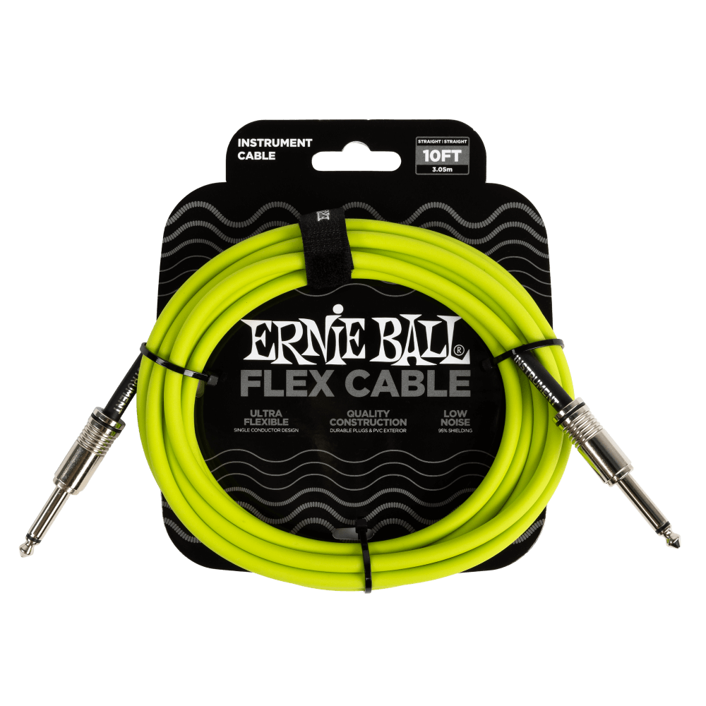 Ernie Ball P06414 Flex Instrument Cable Straight/Straight 10ft - Green
