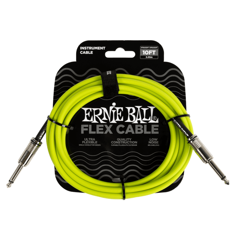Ernie Ball P06414 Flex Instrument Cable Straight/Straight 10ft - Green