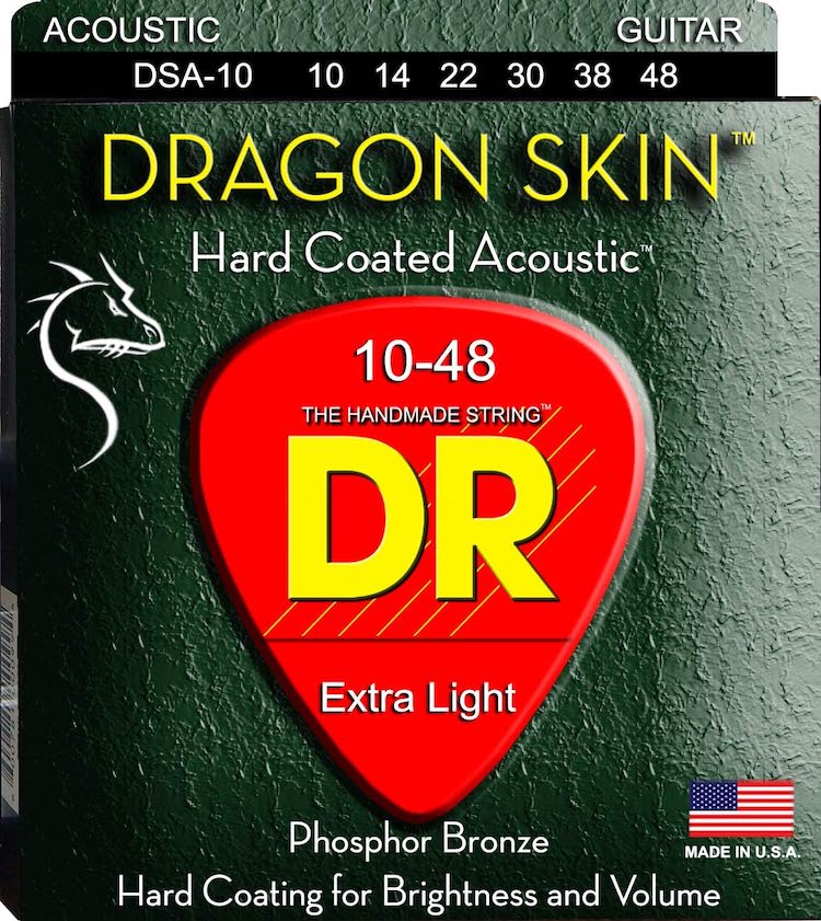 DR Strings DRAGON SKIN - CLEAR Coated Acoustic Guitar Strings: Bluegrass 12-56
