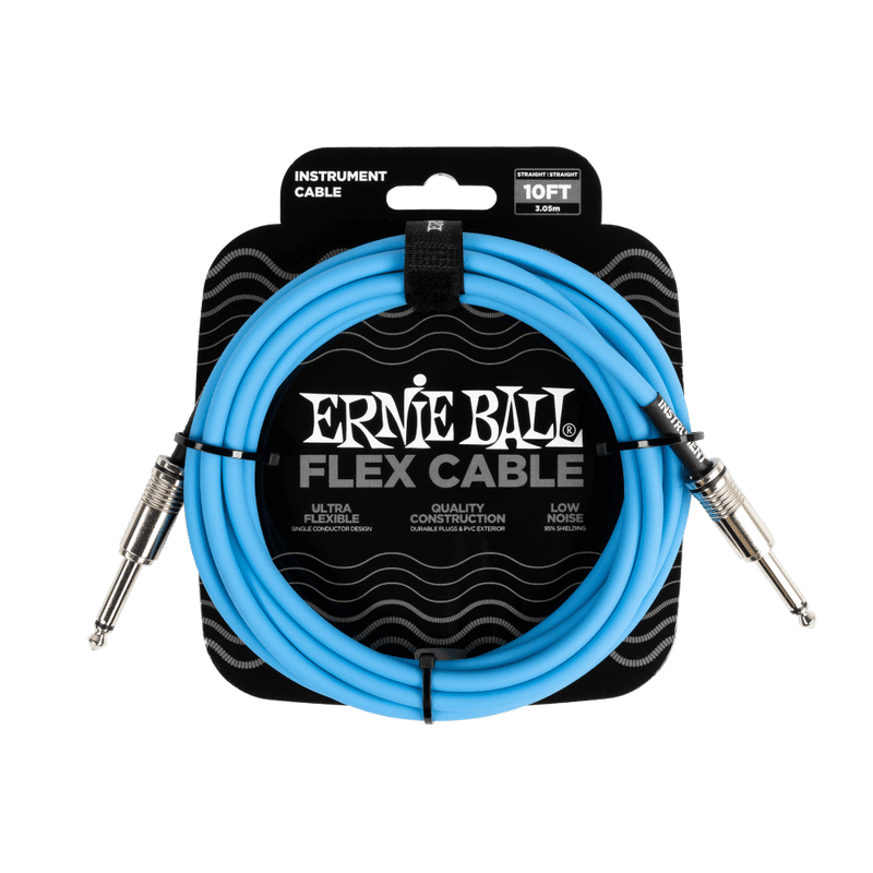 Ernie Ball P06412 Flex Instrument Cable Straight/Straight 10ft - Blue
