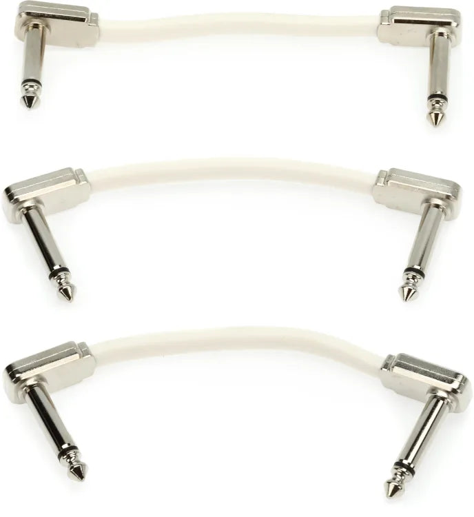 Ernie Ball Flat Ribbon Patch Cable 3in - White - 3 Pack