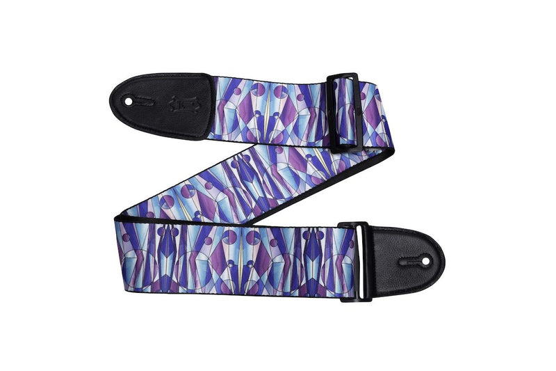 Levy’s 3″ Wide Poly Guitar Strap w/Stained Glass Design In Kaleidoscope Purple