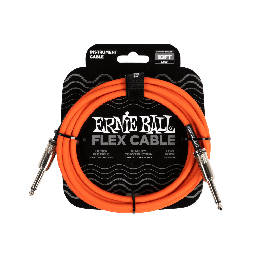 Ernie Ball P06416 Flex Instrument Cable Straight/Straight 10ft - Orange