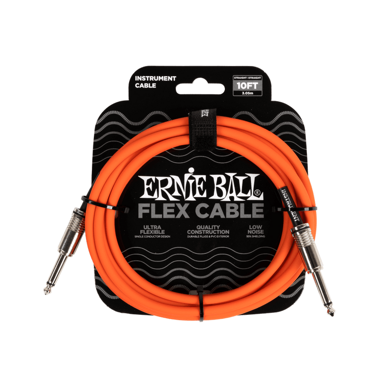 Ernie Ball P06416 Flex Instrument Cable Straight/Straight 10ft - Orange