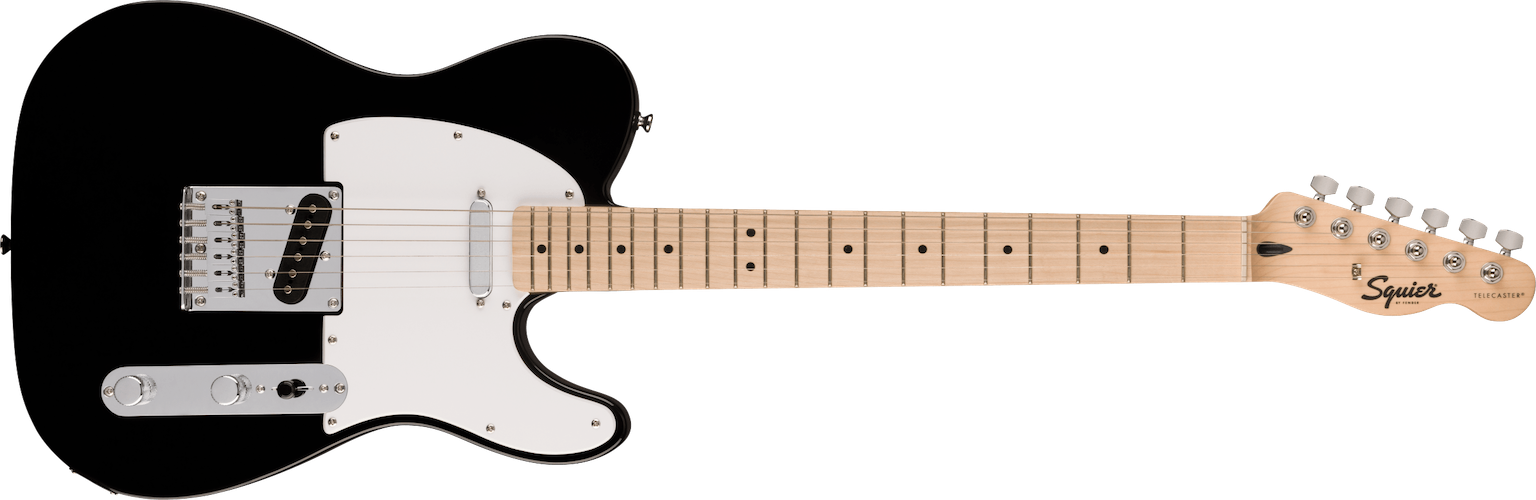 Fender Squier Sonic Telecaster, Maple Fingerboard, White Pickguard, Black