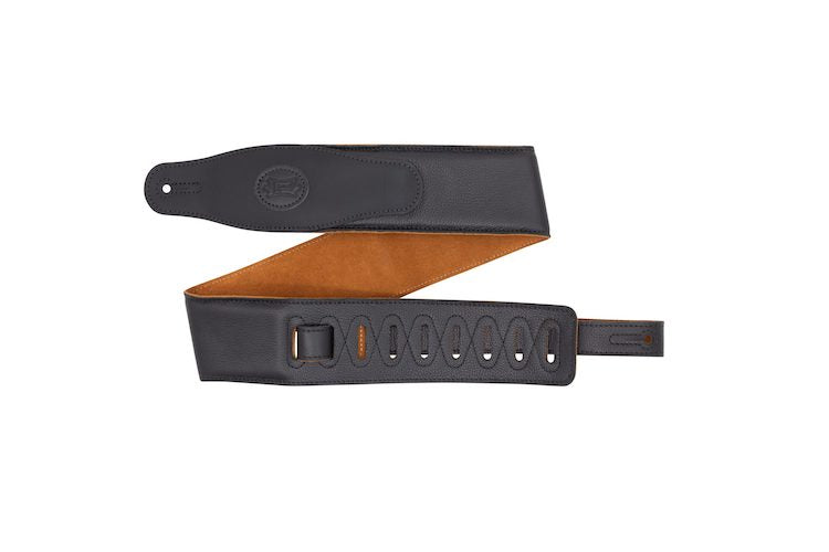 Levy's Cirro Series 3" Black Padded Leather Strap w/Honey Suede Backing