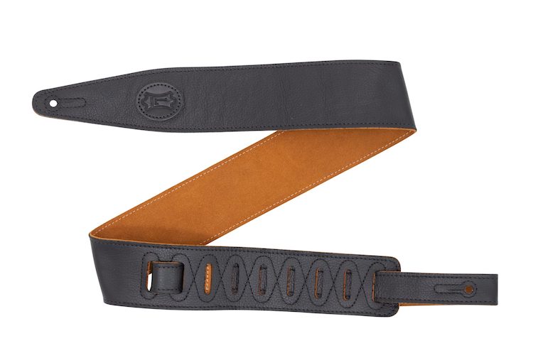 Levy's 2.5" Black Leather Guitar Strap with Honey Suede Backing