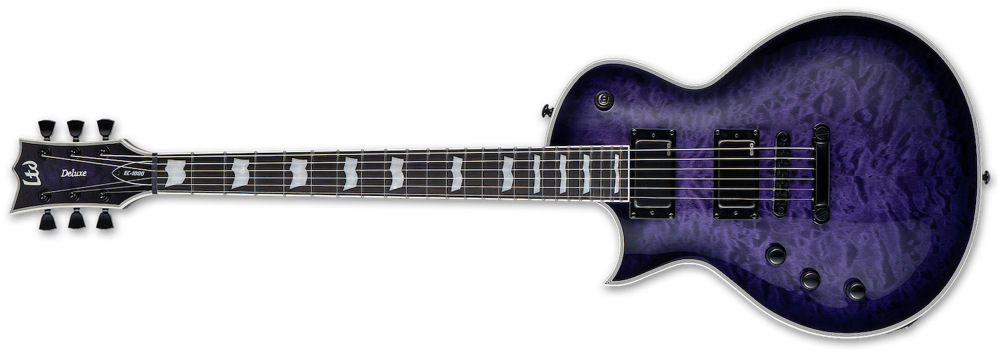 ESP LTD EC-1000 Lefty Quilted Maple Electric - See Thru Purple Sunburst