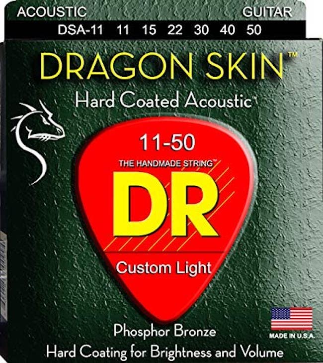 DR Strings DSA-11 DragonSkin Acoustic Custom Light 11-50