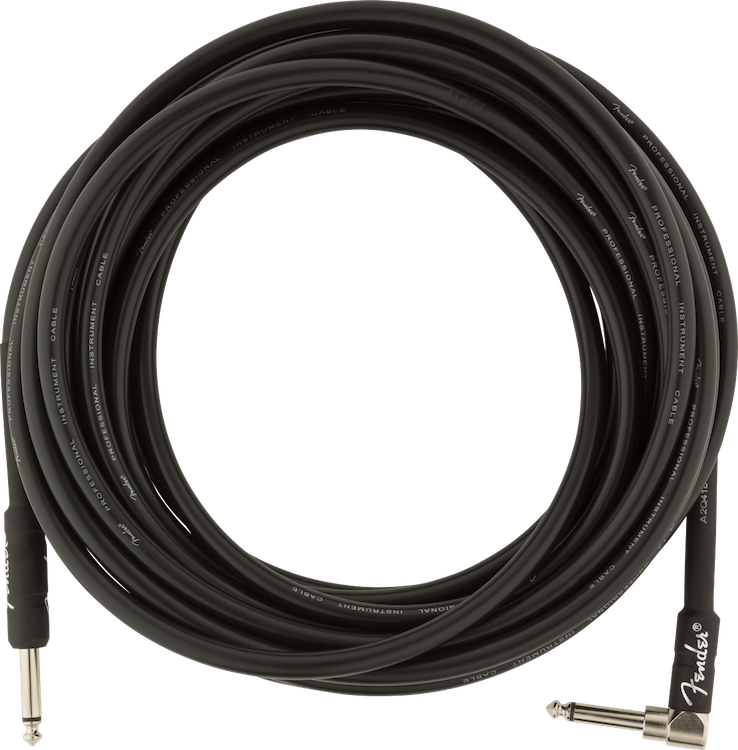 Fender Professional Series Instrument Cables, Straight/Angle, 25', Black