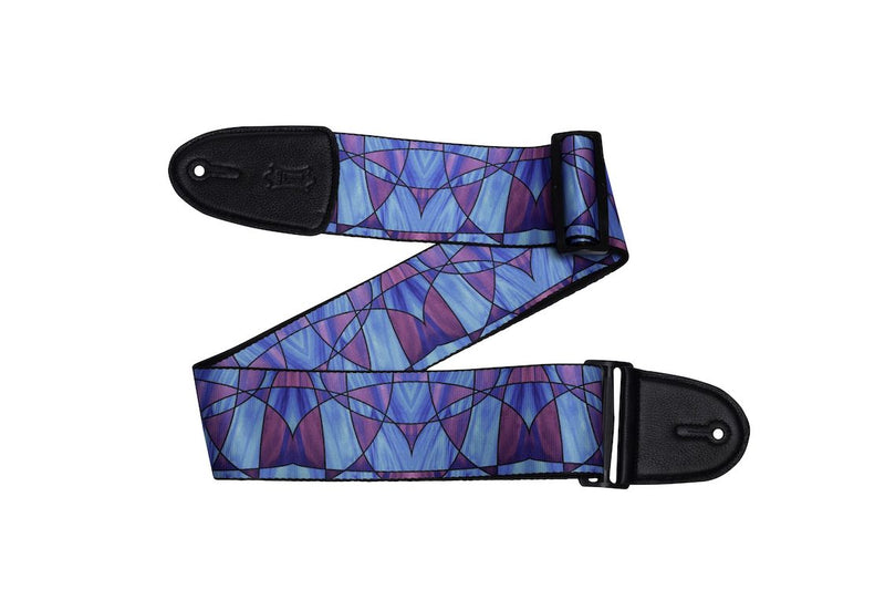 Levy’s 3″ Wide Poly Guitar Strap w/Stained Glass Design In Plumb Blue