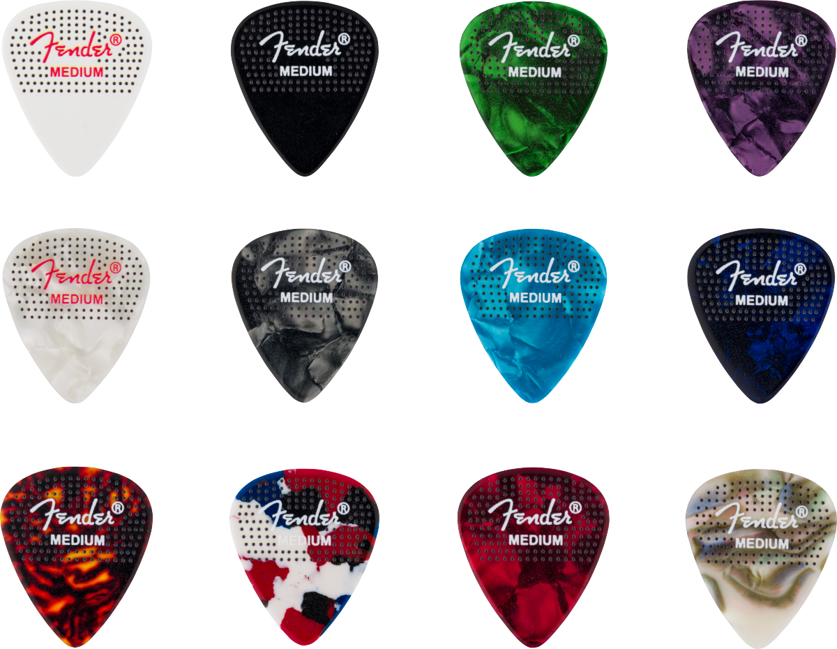Fender351 Shape Dotted Celluloid Picks - Medium, 12 pack