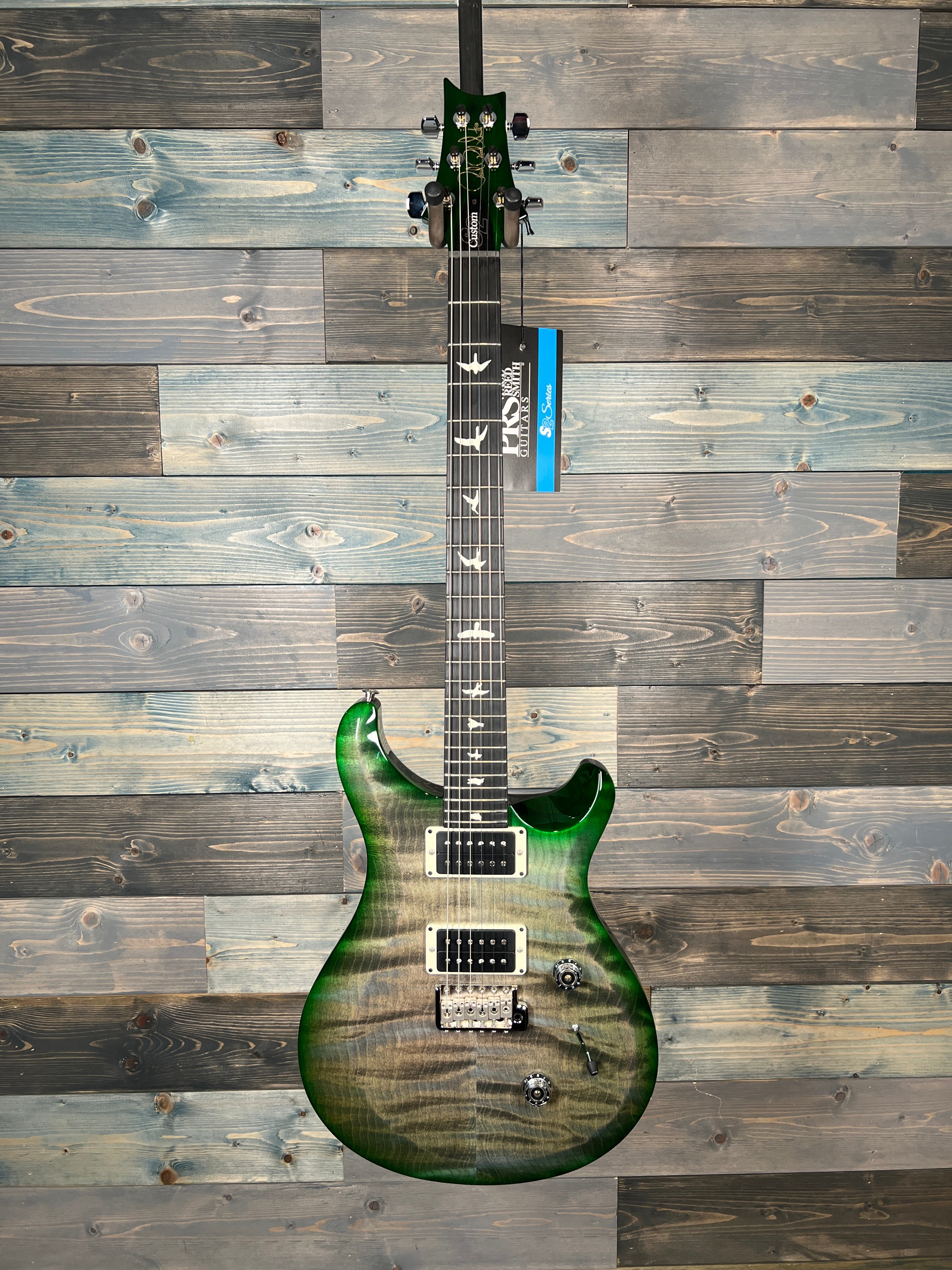 PRS S2 Custom 24 Electric Flame Top - Faded Grey Black Green Burst