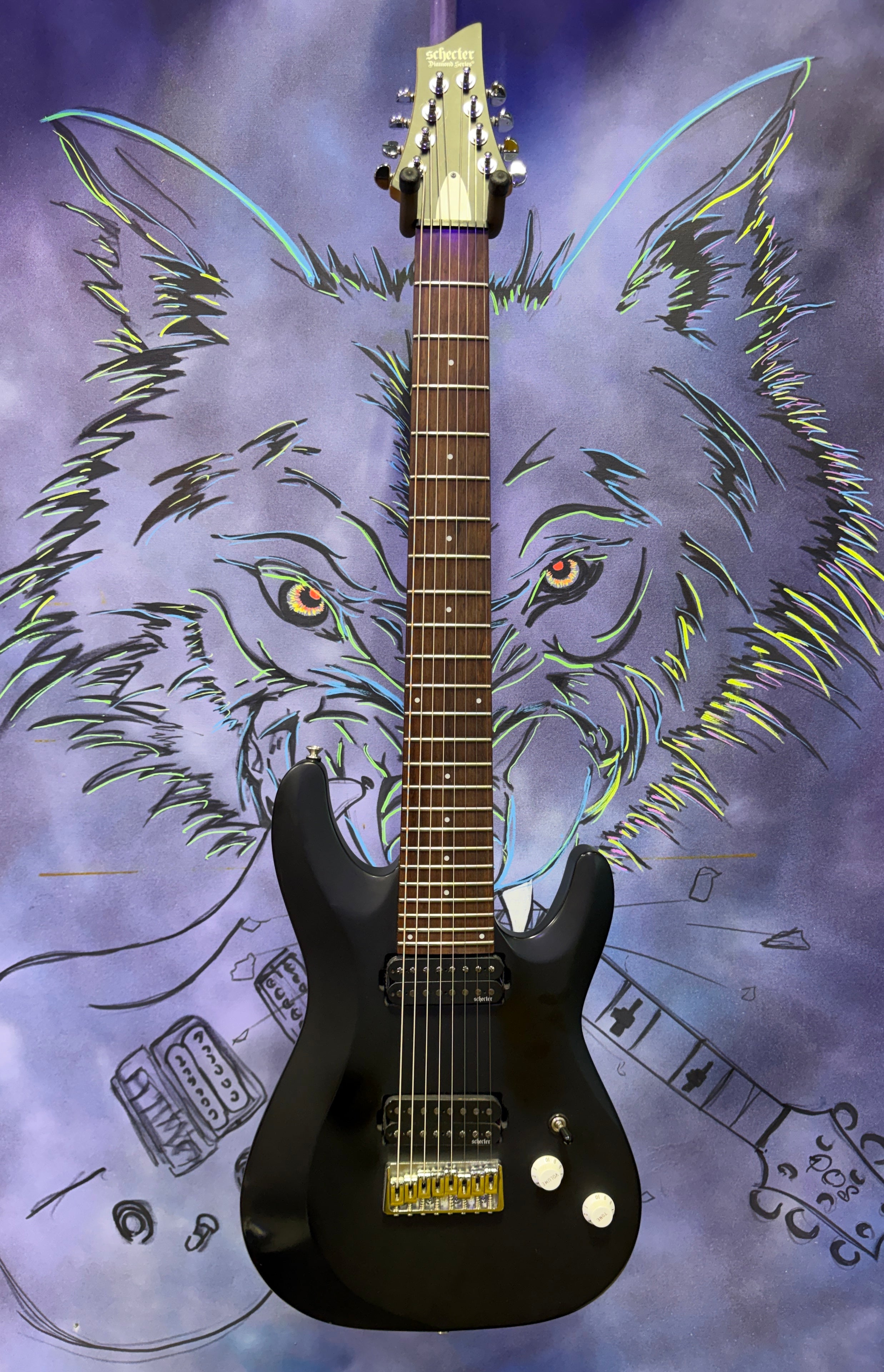 USED Schecter Diamond Series Matte Black 8-String