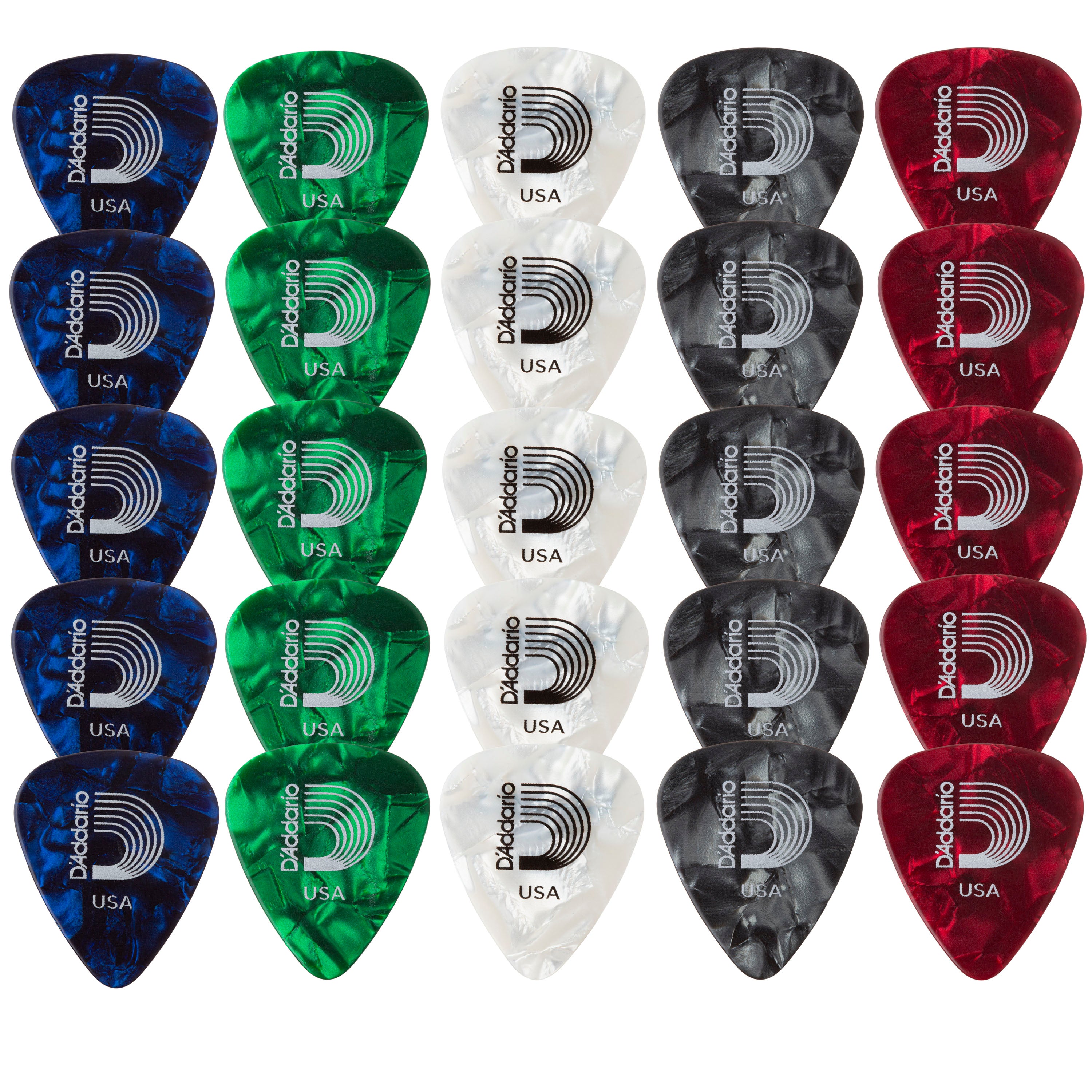 Copy of D'Addario Classic Celluiloid Picks Assorted Pearl - Heavy 25 Pack