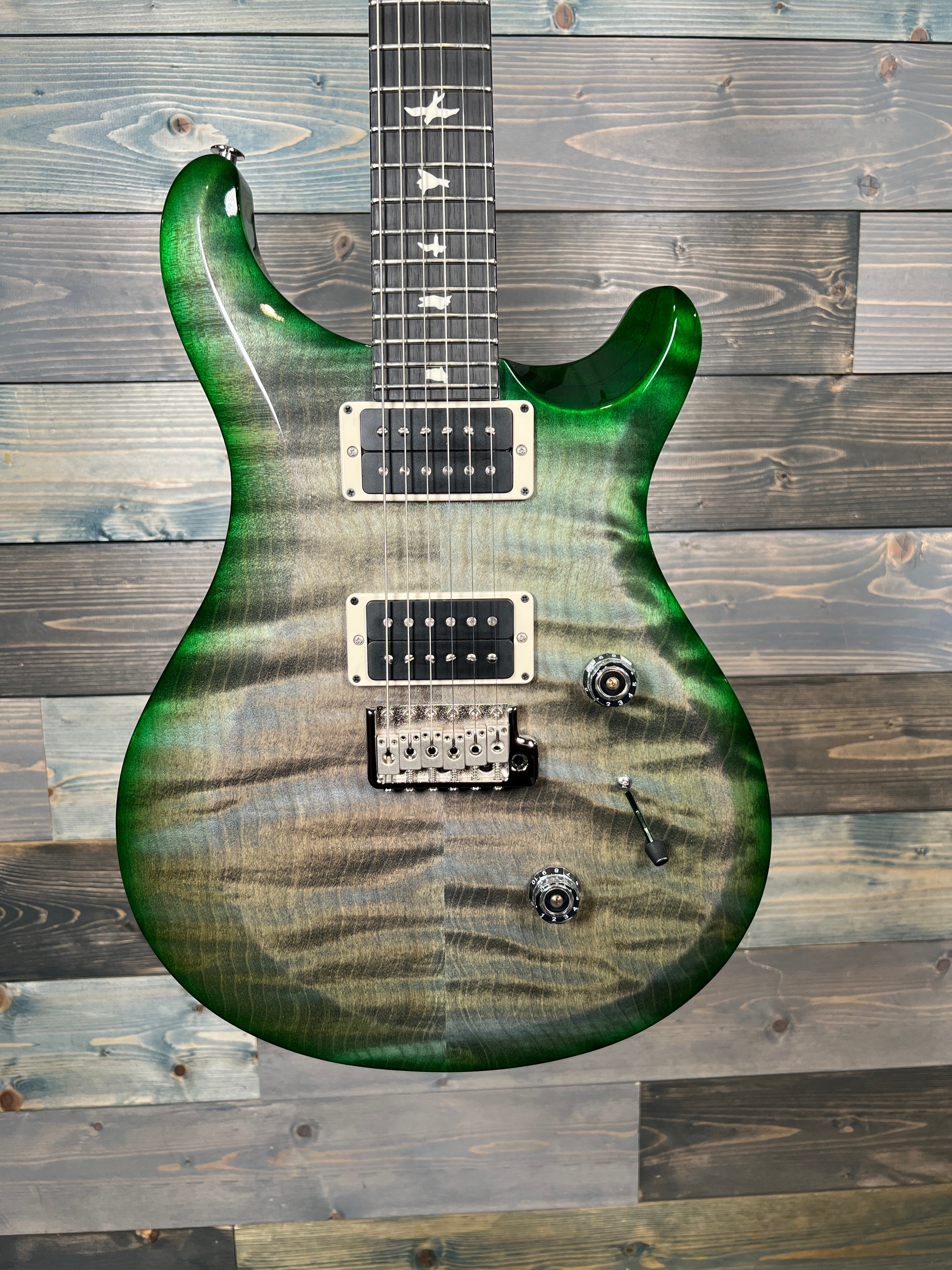 PRS S2 Custom 24 Electric Flame Top - Faded Grey Black Green Burst